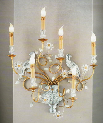 mobili in stile at applique 6 luci a. 6006 in ferro e cristallo