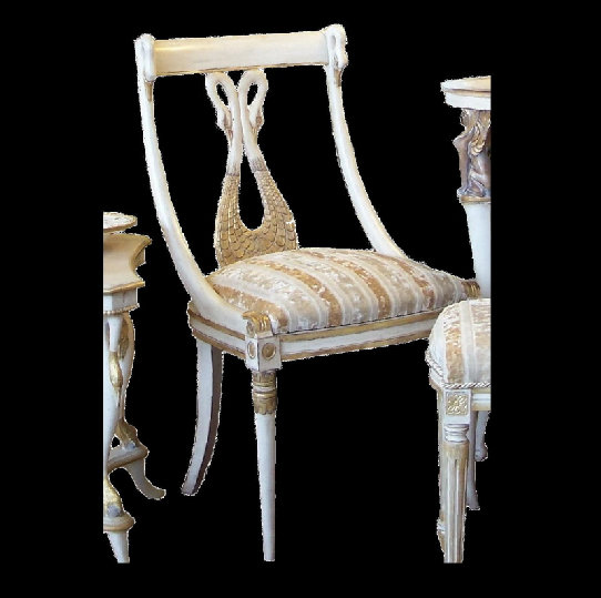 art. 44 sedia stile impero intagliata cigni decorata bianco oro foglia antico mobili in stile at di alessandro tonel ww.atstyle.it