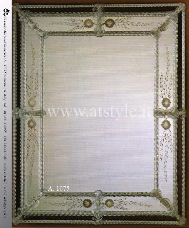 Specchio artistico di Murano  Art. 1075 cristallo oro cm 93 h. 80 cristallo e vetro rosa cm 100 h. 118