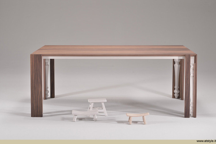 TAVOLO DESIGN IN NOCE CANALETTO  LAVORAZIONE ARTIGIANALE